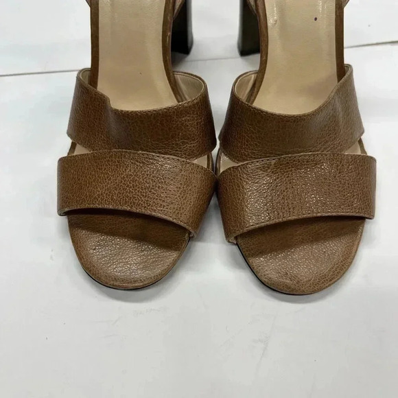 Talbots Leather Beige Strappy Sandals Wood Block Heel size 7.5 - Picture 11 of 13